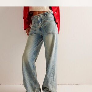 Free People Light Blue Flare & Wide Leg Jeans